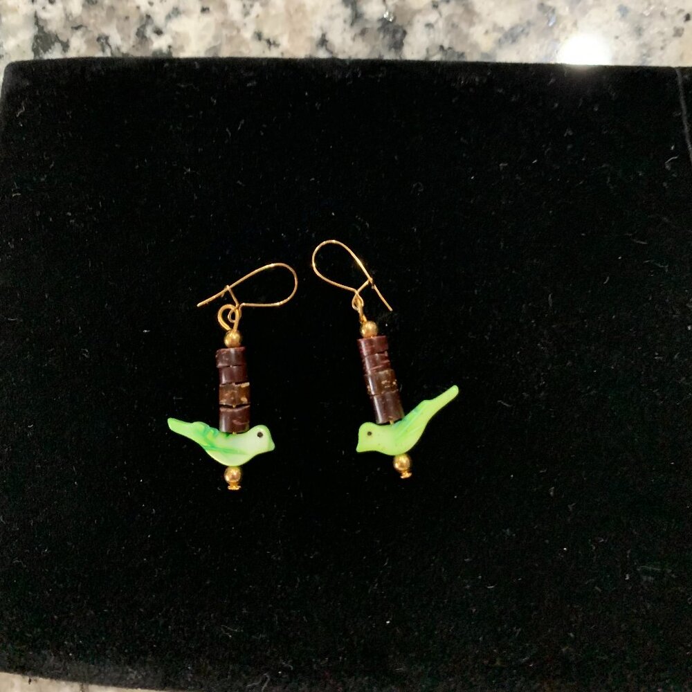 Handcrafted Coconut Shell Bird Earrings (NEW)